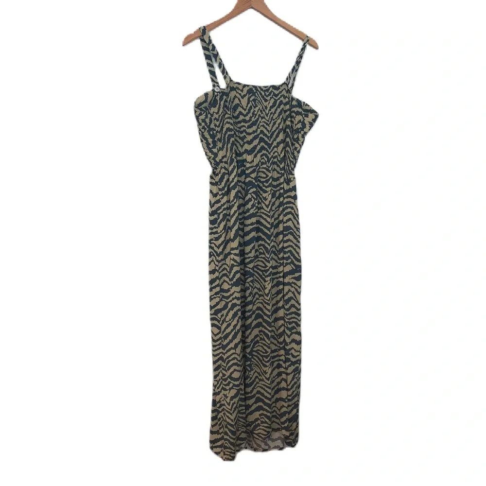 Soft Surroundings Olive & Tan Print Animal Maxi Dress Size Large